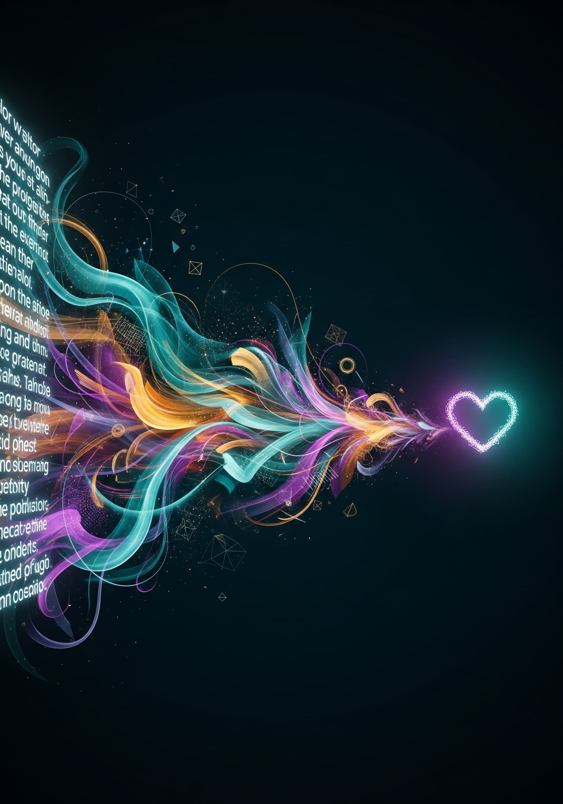AI generated: A sophisticated and abstract cover art concept. Visualize a luminous, stylized fragment of a text pr...