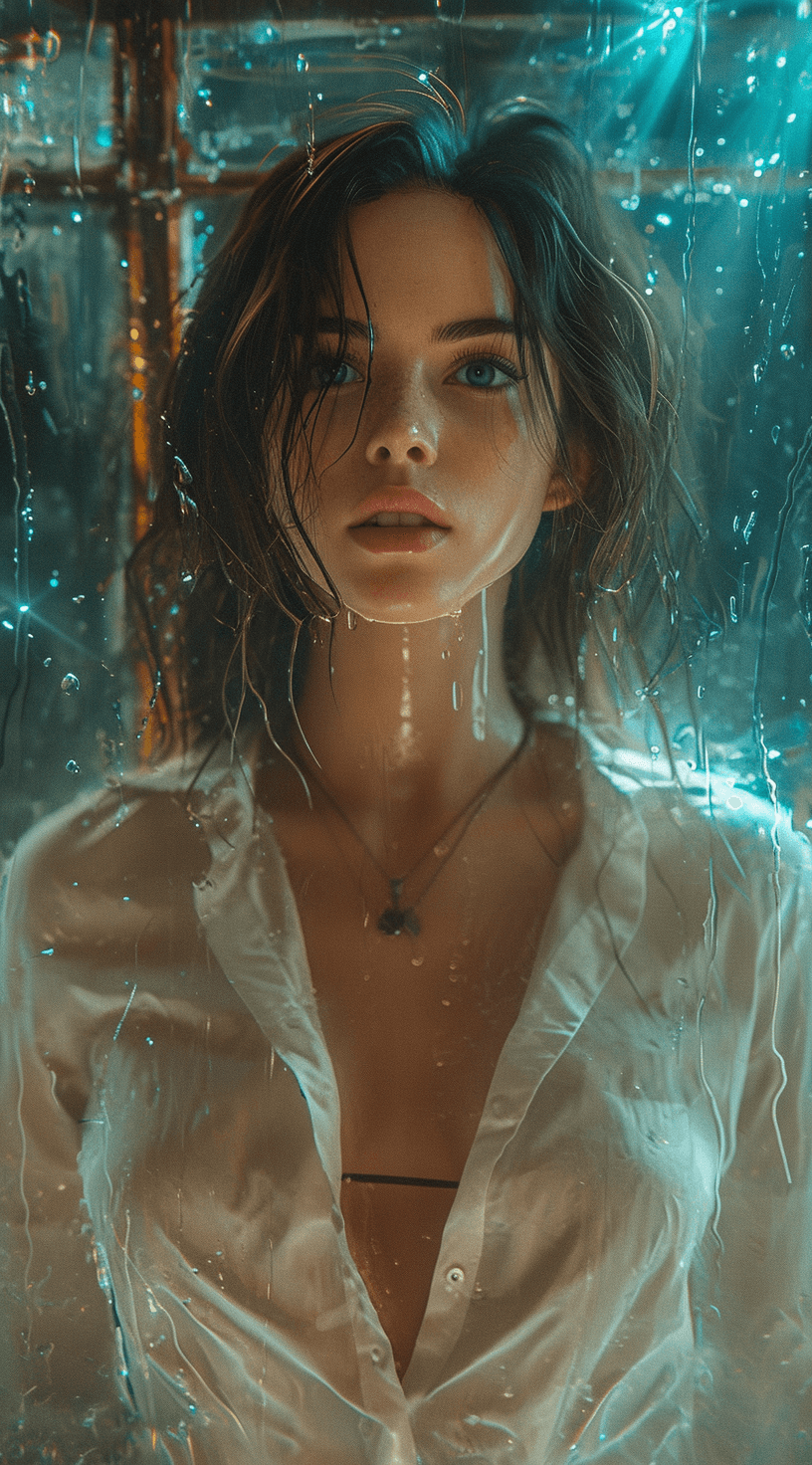 AI generated: a girl with white shirt, in the style of comic book-style art, rendered in maya, junglecore, dark br...