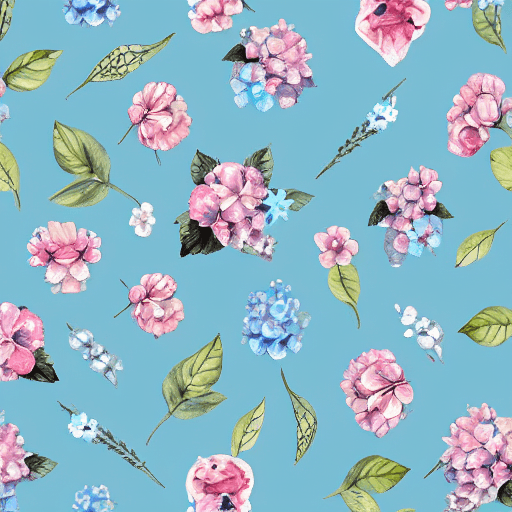 AI generated: Watercolor POWDER BLUE digital paper pack, bow, hydrangea, bird, bouquets, leaves digital paper, Flo...
