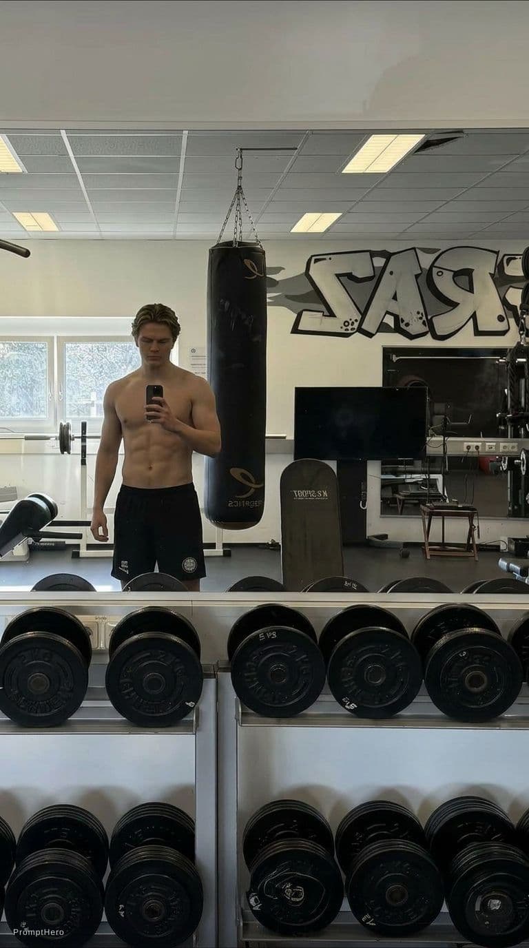 AI generated: Make him shirtless with abs, but not overly exaggerated