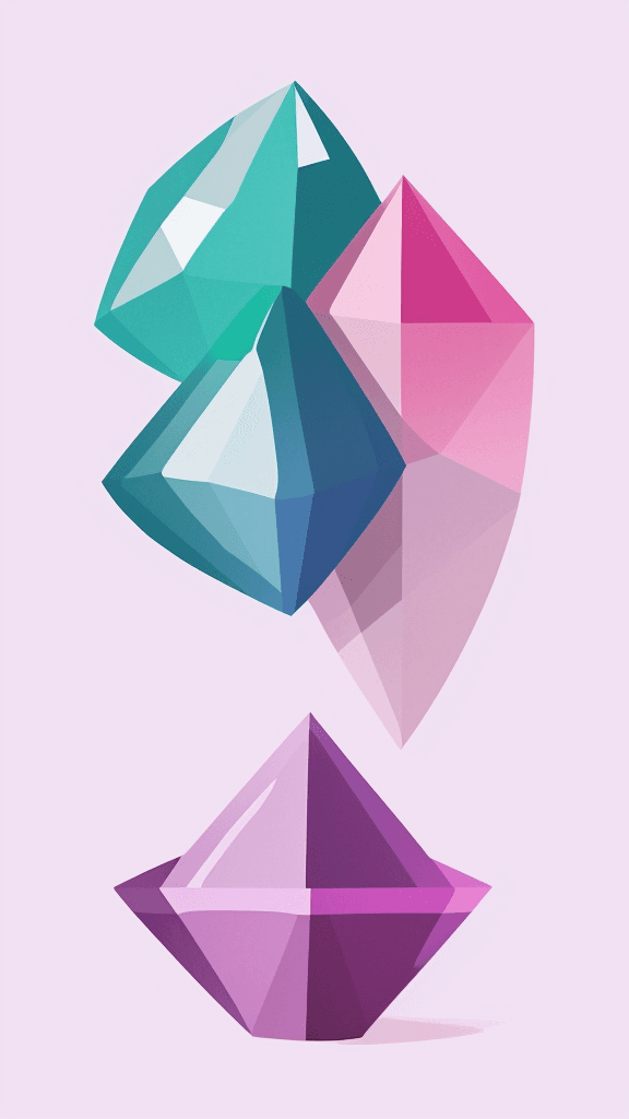 AI generated: (best quality, ultra-detailed, realistic:1. 2) Gems, clean lines, minimalist artwork, vibrant color ...