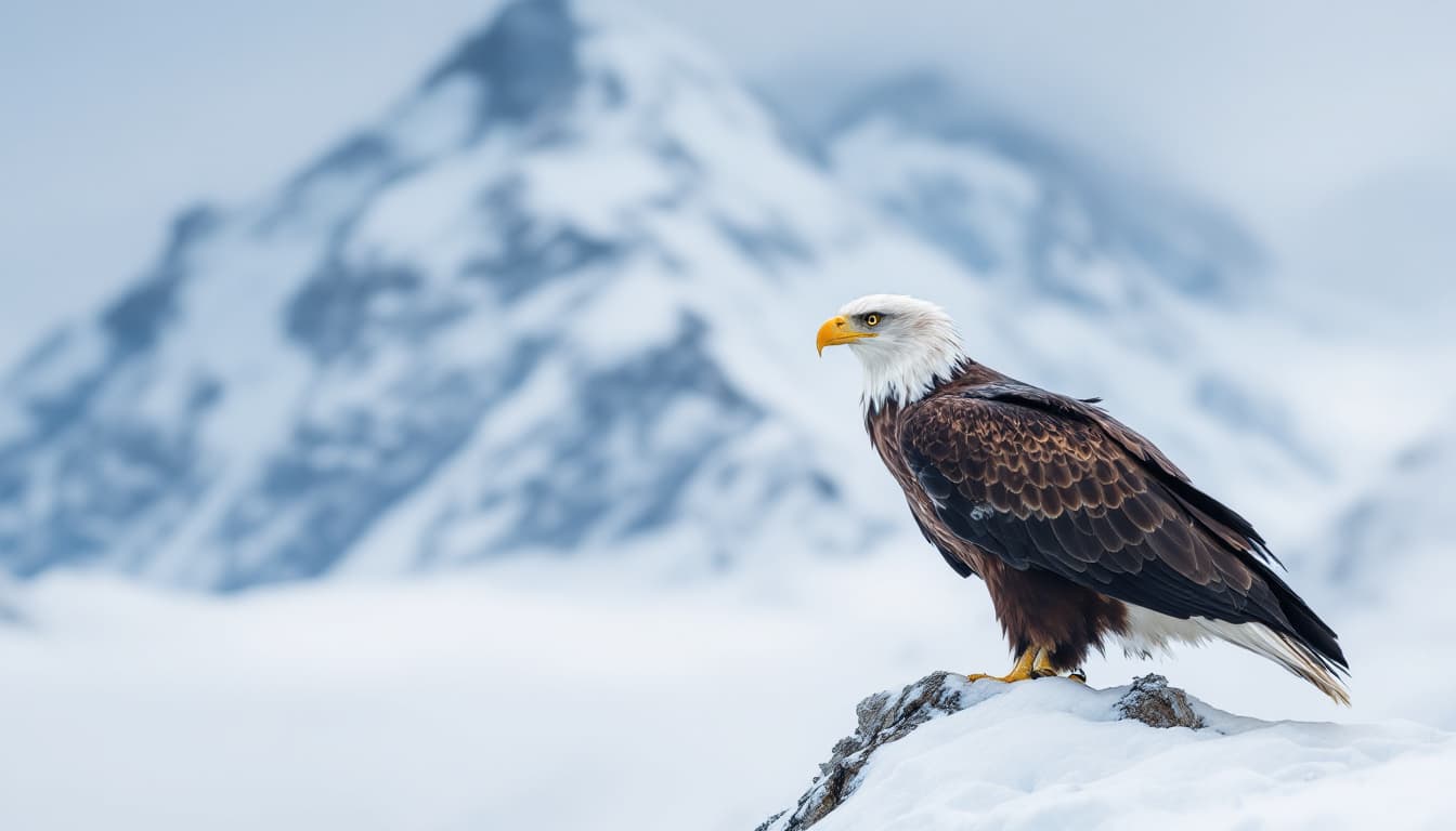 AI generated: eagle in snow mountain