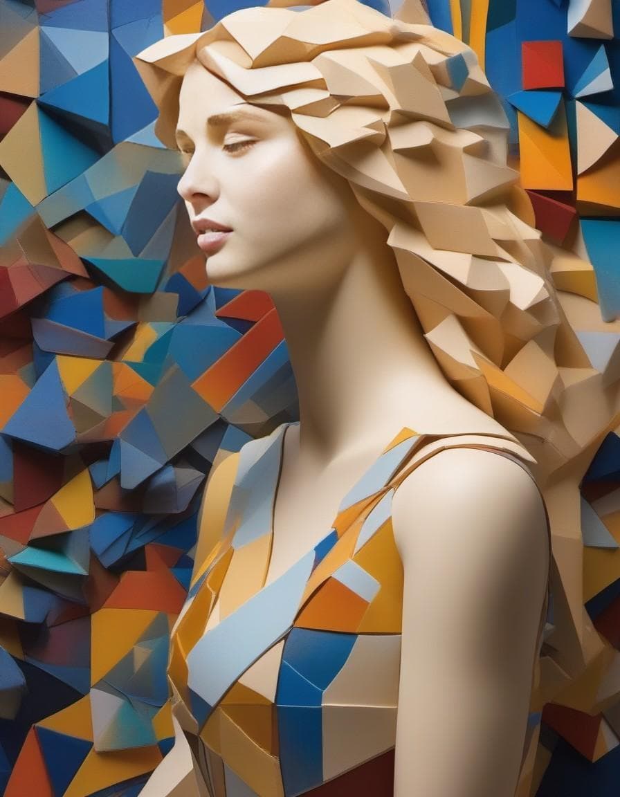 AI generated: rfktrstyle 3D Cubistpaper"An avant-garde sculptor, weaving the fabric of creativity through the medi...