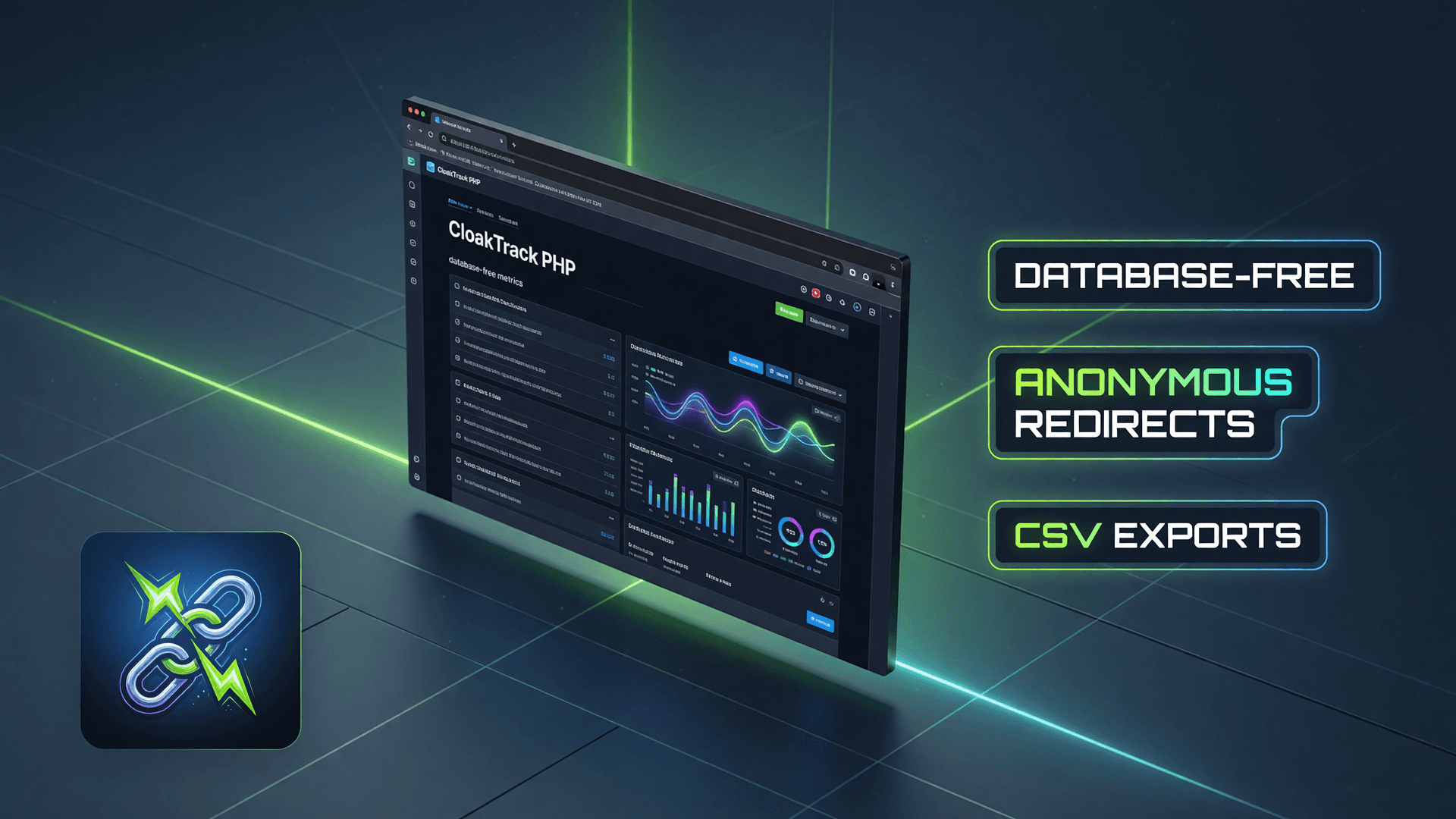 AI generated: A professional premium software product marketing showcase banner for an application called CloakTra...