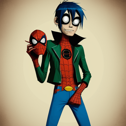 AI generated: 2-D from Gorillaz as Spider-man
Murdoc from Gorillaz as Batman
Noodle from Gorillaz as Iron man
Russ...