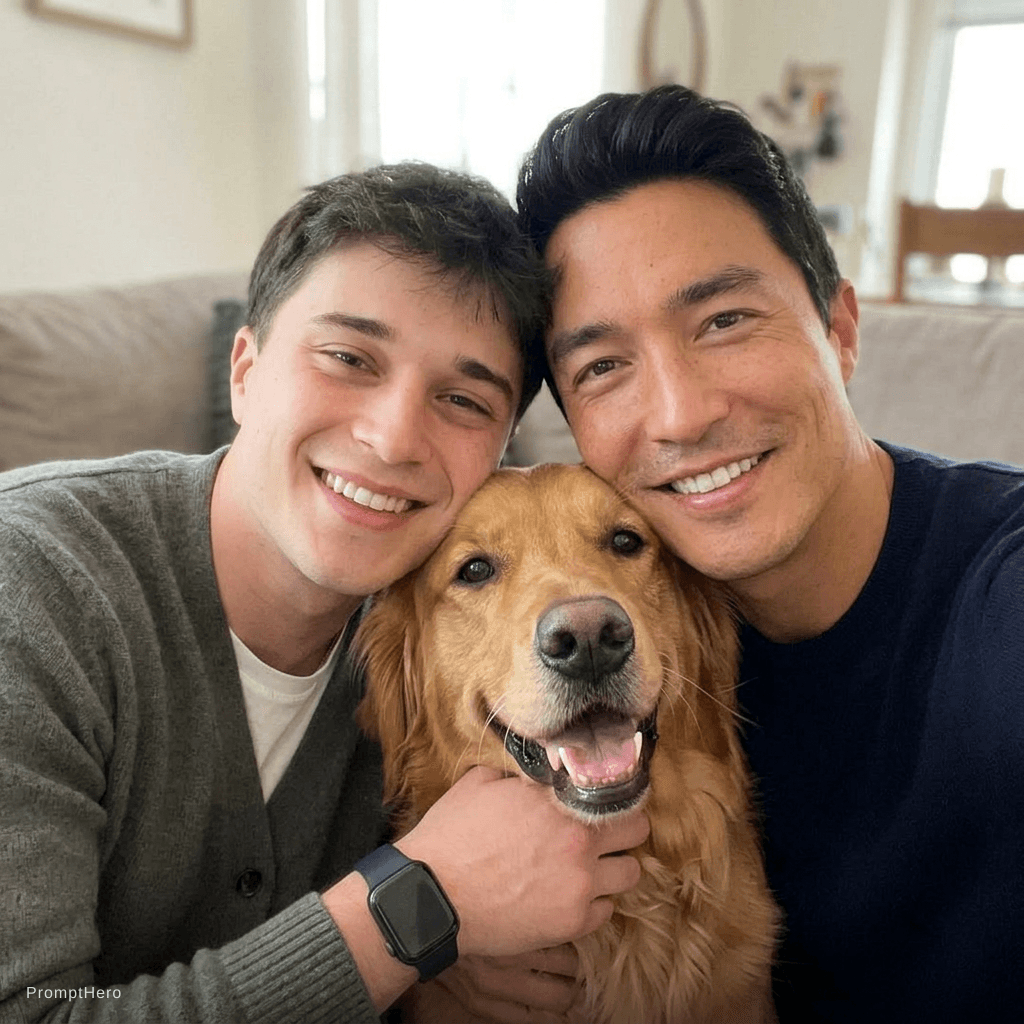 AI generated: Selfie of Daniel Henney with his god 