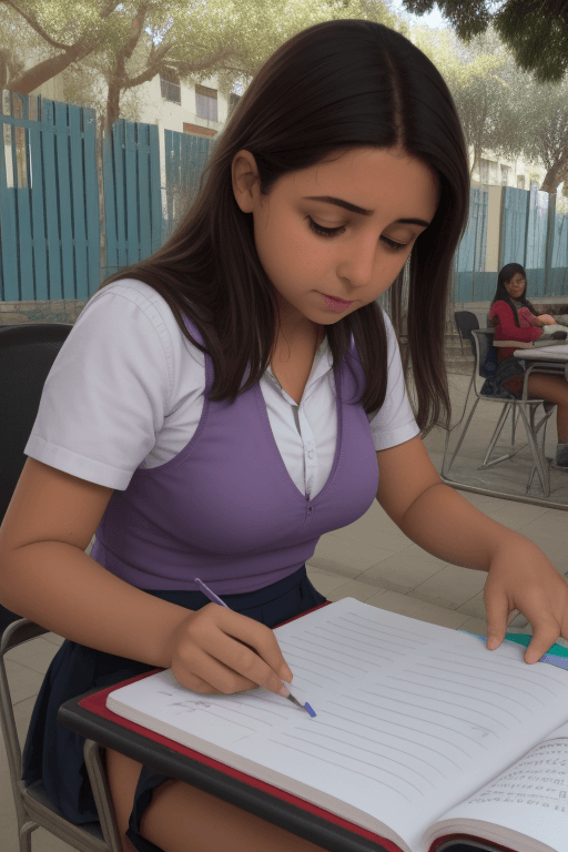 AI generated: una maestra enseñando al aire libre con 5 estudiantes