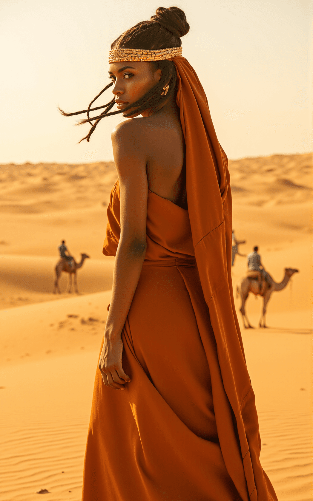 AI generated: Create a 4K airbrushed image of a stunningly beautiful African American woman embodying the essence ...