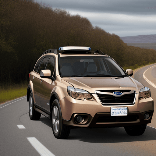 AI generated: Photo of a ultra realistic brown Subaru Tribeca 2010 stand on empty road