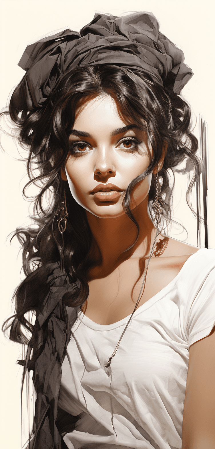 AI generated: Realistic Black and white sketch of a beautiful Cuban woman, white background, --ar 61:128 --s 750 -...