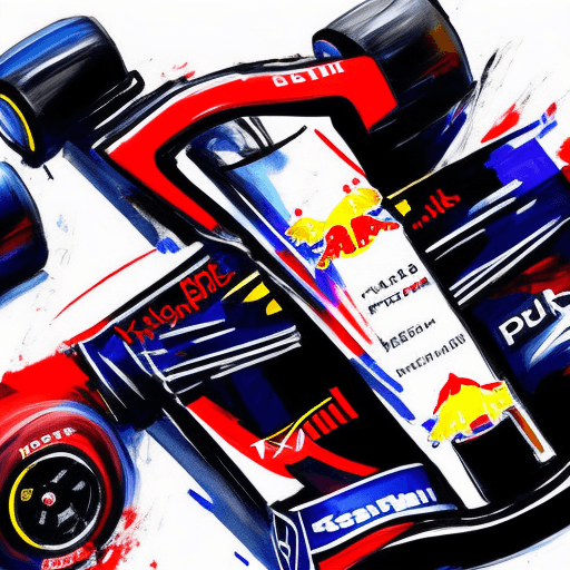 AI generated: abstract painting of redbull F1 car on a white background
