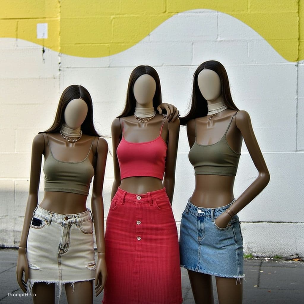 AI generated: A sexy attire,Replace outfits to extra short tube tank tshirt, deep navel visible, chubby stomach, c...