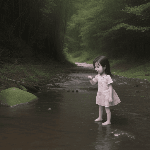 AI generated: child playing by the stream