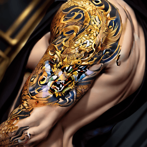 AI generated: Golden Dragon tatoo