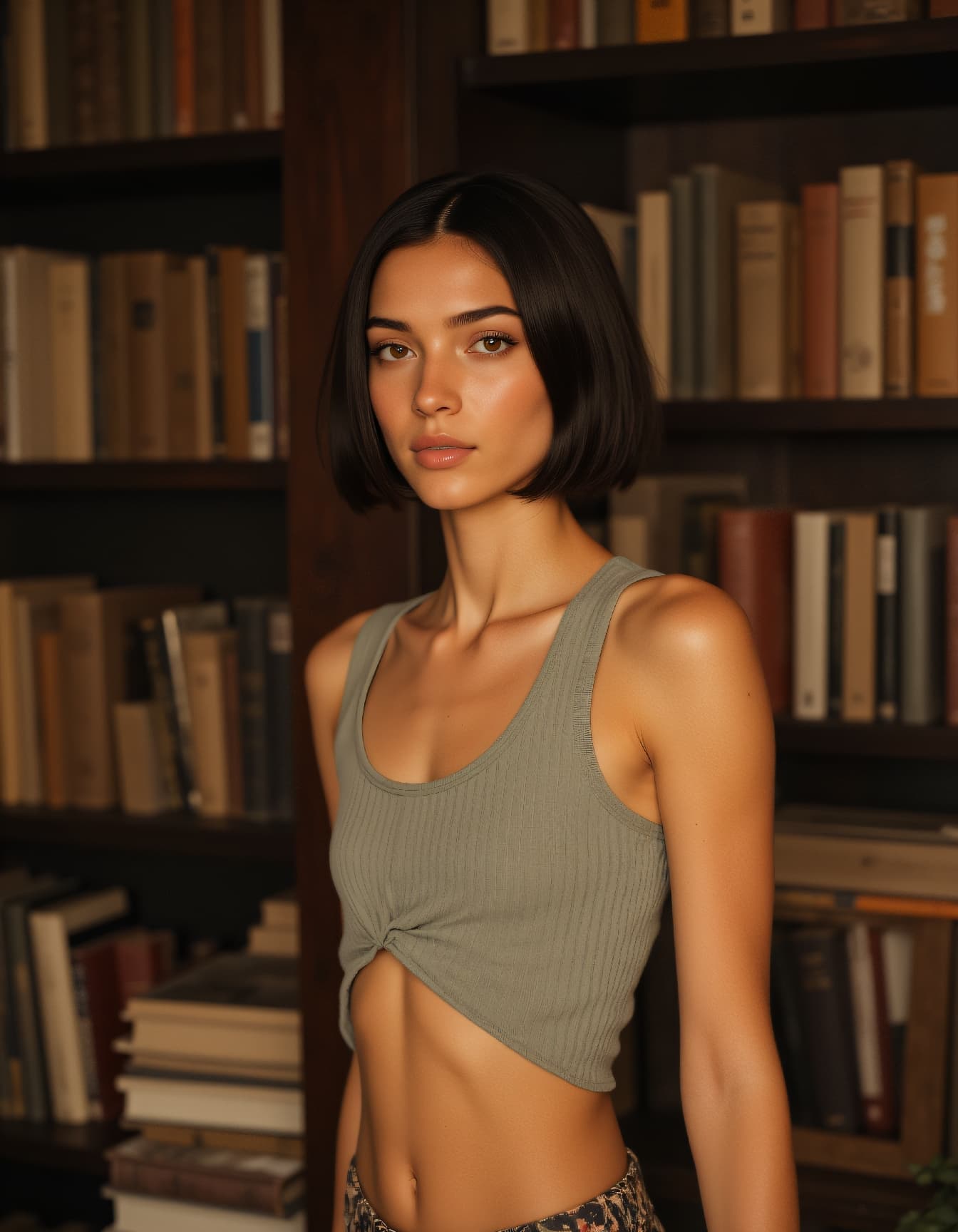 AI generated: ultra highres realistic (half body:1.5) Street photo of a 24-year-old  Sardinian-Chickasaw  female m...