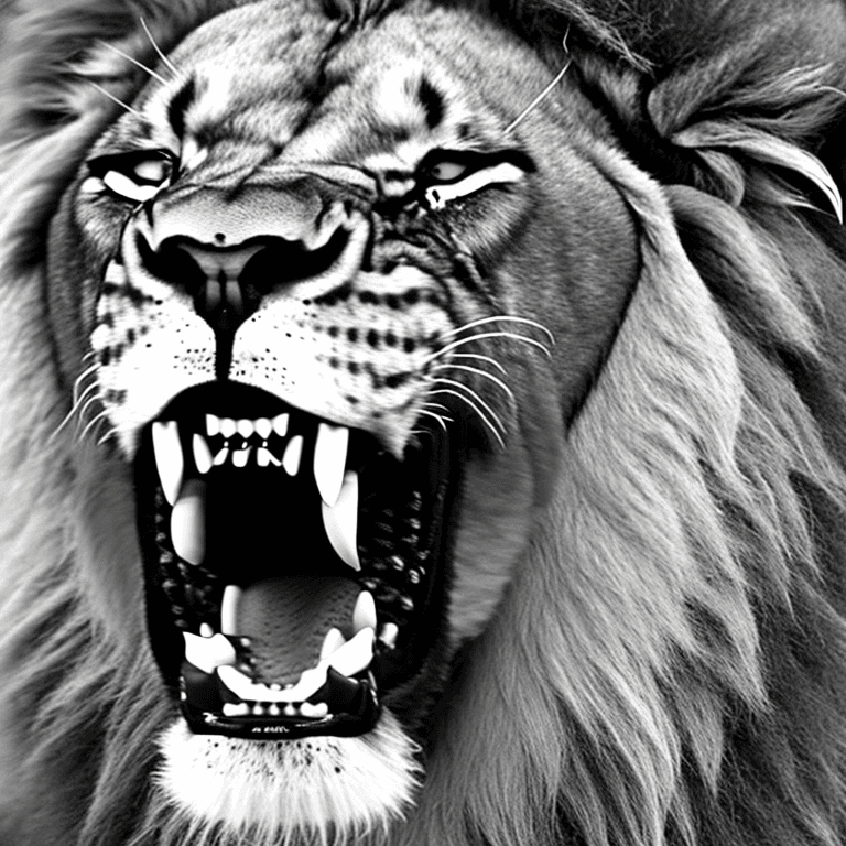 AI generated: Male lion tongue out open mouth long tongue panting realistic 