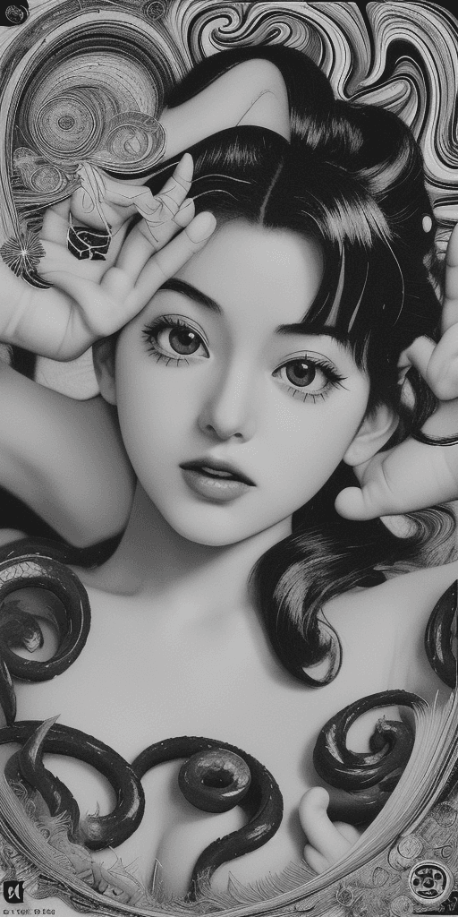 AI generated: imagine an vintage image of a anime masterpiece, in the style of monochromatic pop art, psychedelic ...