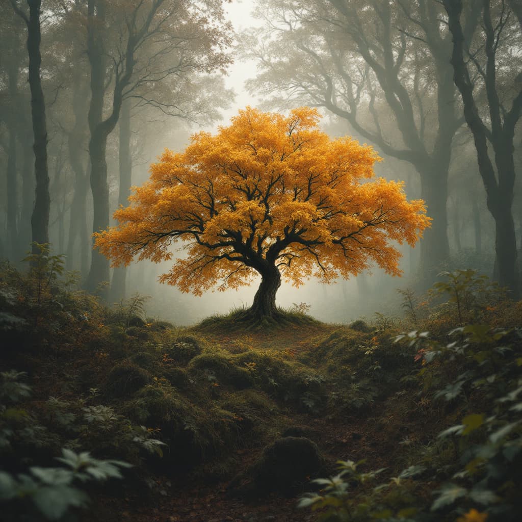 AI generated: an oak in the forest






