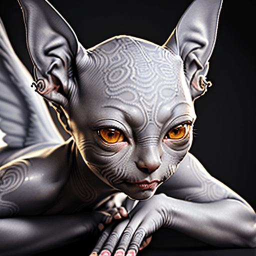 AI generated: **Insanely detailed studio portrait shot photo of intricately detailed beautiful hairless grey sphyn...