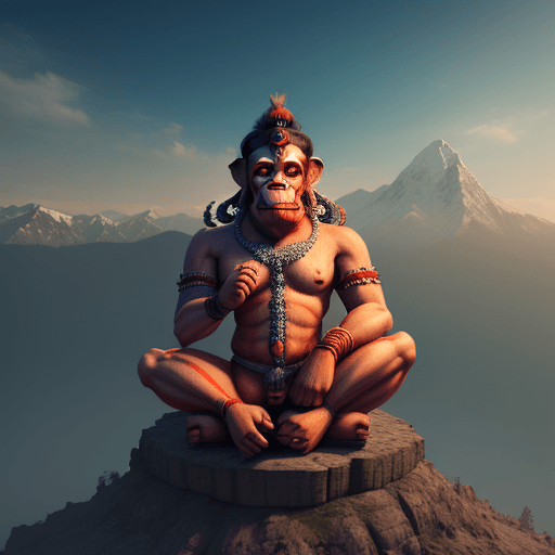 AI generated: Hanuman sit mountain , cinematic , realistic , 4k , dynamic