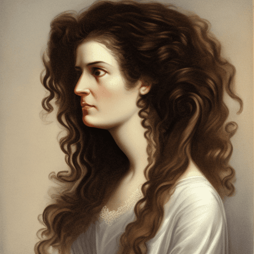 AI generated: portrait of a woman with voluminous, wavy hair styled to the centered.