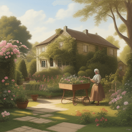 AI generated: selling used things in the garden of the house on a beautiful day