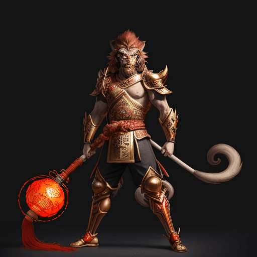 AI generated: masterpiece, Wukong - king of monster monkey is standing big area, wearing a Chinese armor resemblin...