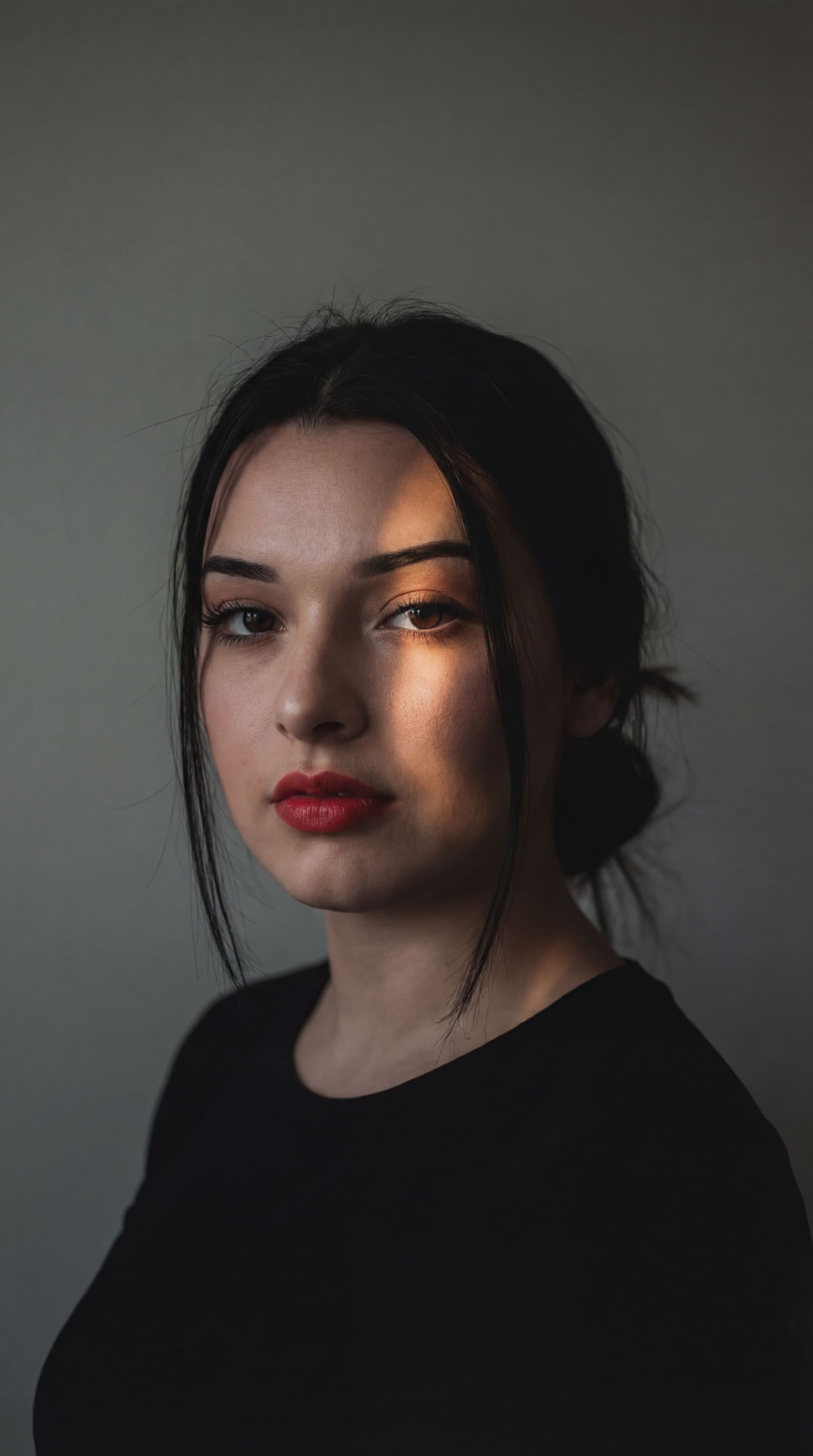 AI generated: Without changing my facial features, create a ultra-realistic cinematic portrait of a young woman st...