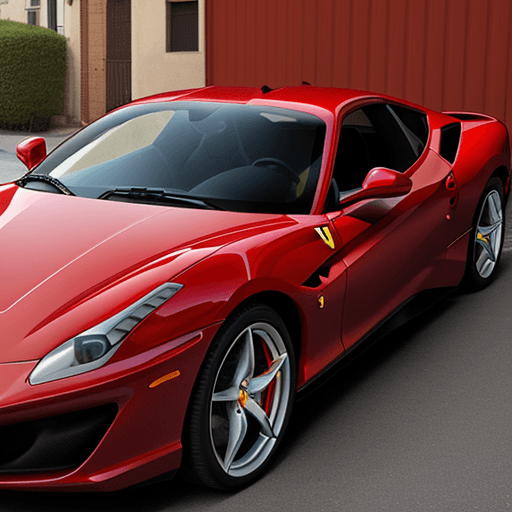 AI generated: a red Ferrari in a shape of a horse