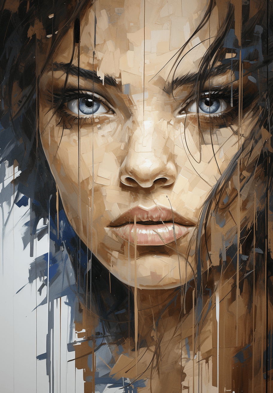 AI generated: a woman's face made from wooden boards, in the style of tim okamura, abstraction-création, 32k uhd, ...