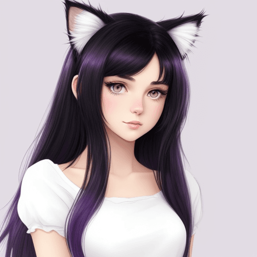 AI generated: a simple cartoon of a beautiful 18 year old woman with black hair, white background, princesscore, I...