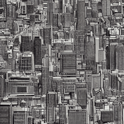 AI generated: hands control a model of a city, hands are like a god, image style is wallpaper
