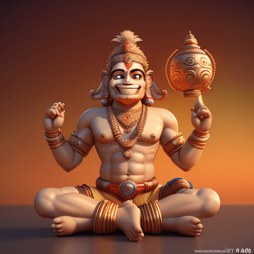 AI generated: hanuman male Indian god, cute and handsome 3d render, 8k, Indian ancient art, smiling, cartoon 3D su...
