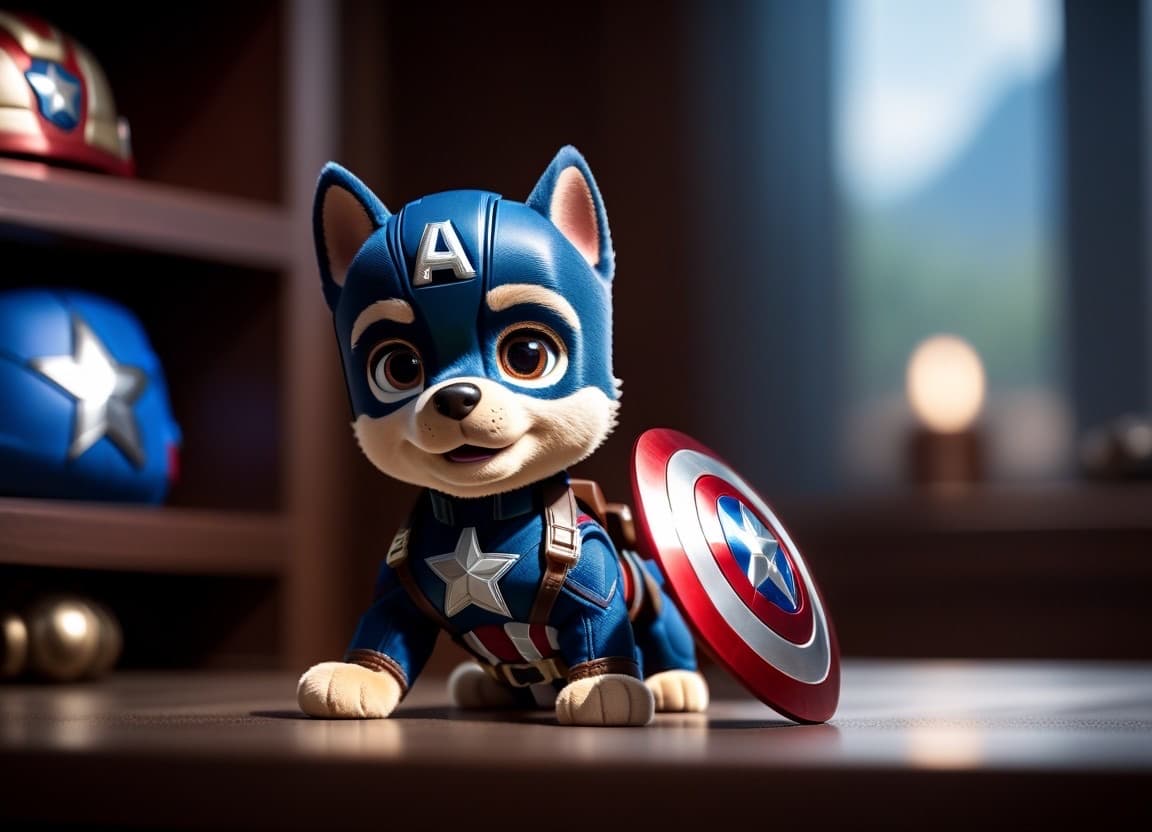AI generated: Captain America, style of Paw Patrol, no uniform 