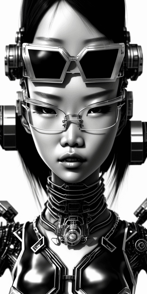 AI generated: high quality:1.8, good quality:1.8, beautiful:1.8, sci-fi, cyber punk, jewelry, glasses, full body p...