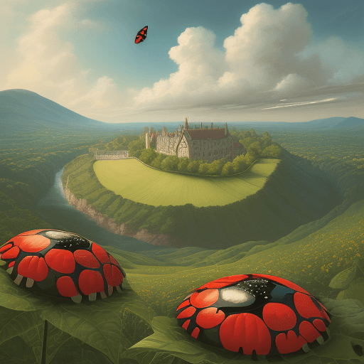 AI generated: ladybird landscape, heaven sunn, flouers, bean  