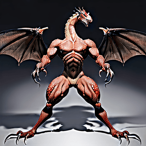 AI generated: Create a dragon: 10 meters tall, its skin covered with sharp, durable scales. The tail is massive, a...