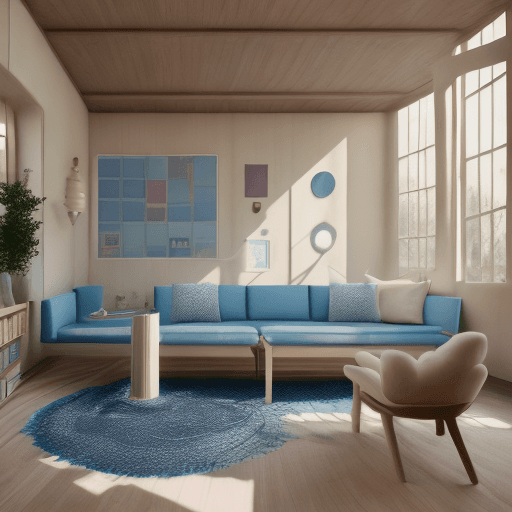 AI generated: High resolution photography interior design, dreamy sunken living room conversation pit, wooden floo...