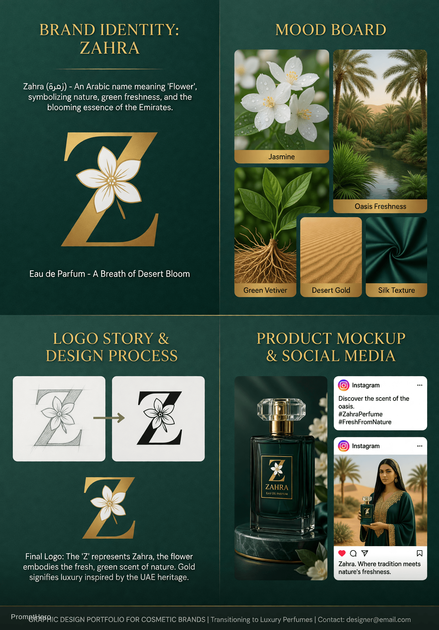 AI generated: i need to make a portfolio for perfume, i don't have any previouse job artwork, this is to attract t...