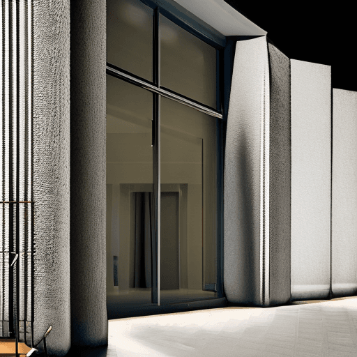 AI generated: minimalist store exterior, at dusk, the architecture should feature clean lines with a sophisticated...
