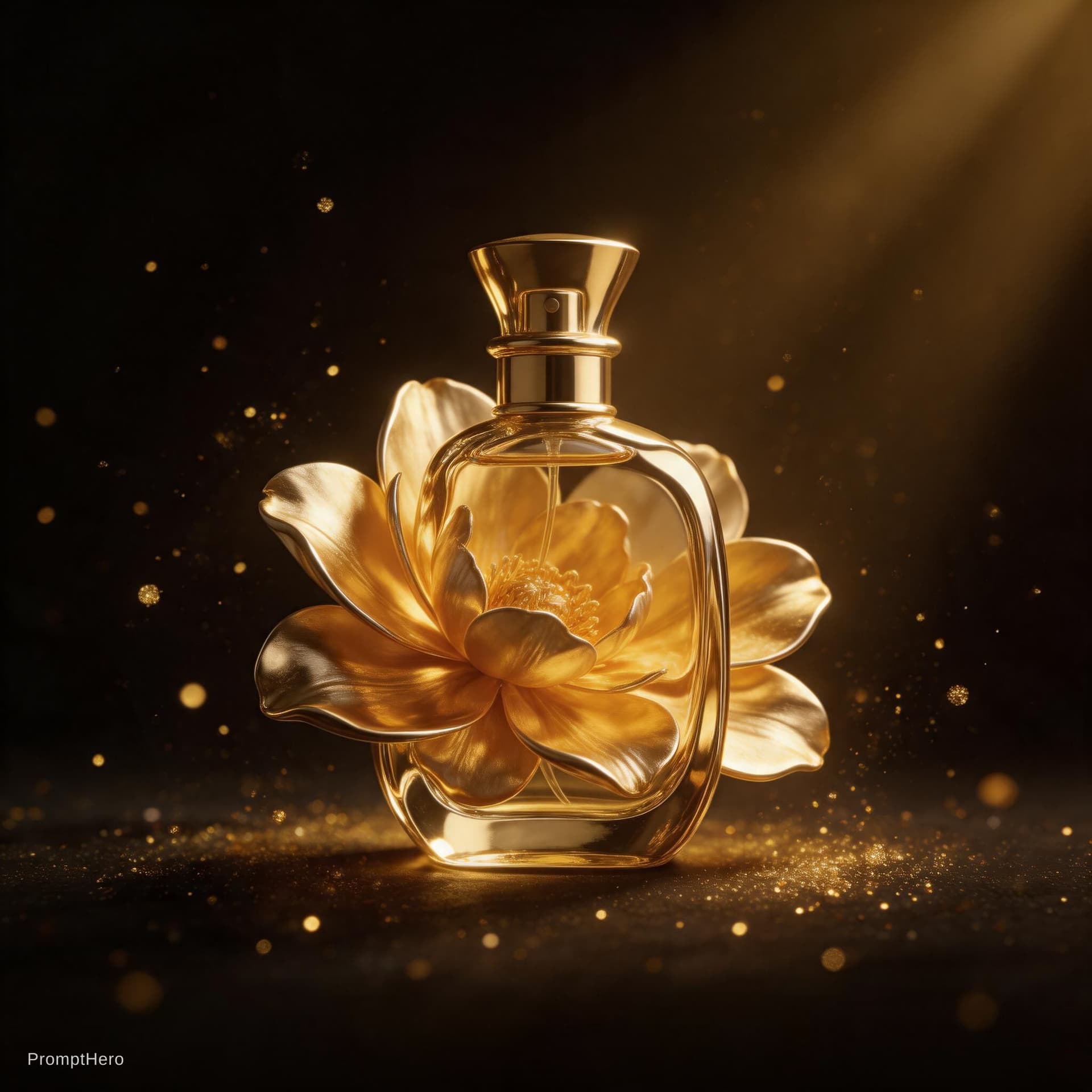 AI generated: A highly abstract cinematic perfume advertisement featuring golden emotion and liquid elegance. From...