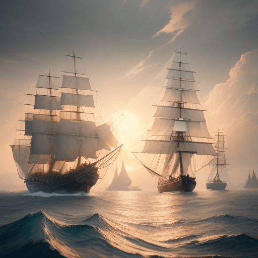 AI generated: Photo of a ultra realistic sailing ship, dramatic light, pale sunrise, cinematic lighting, battered,...