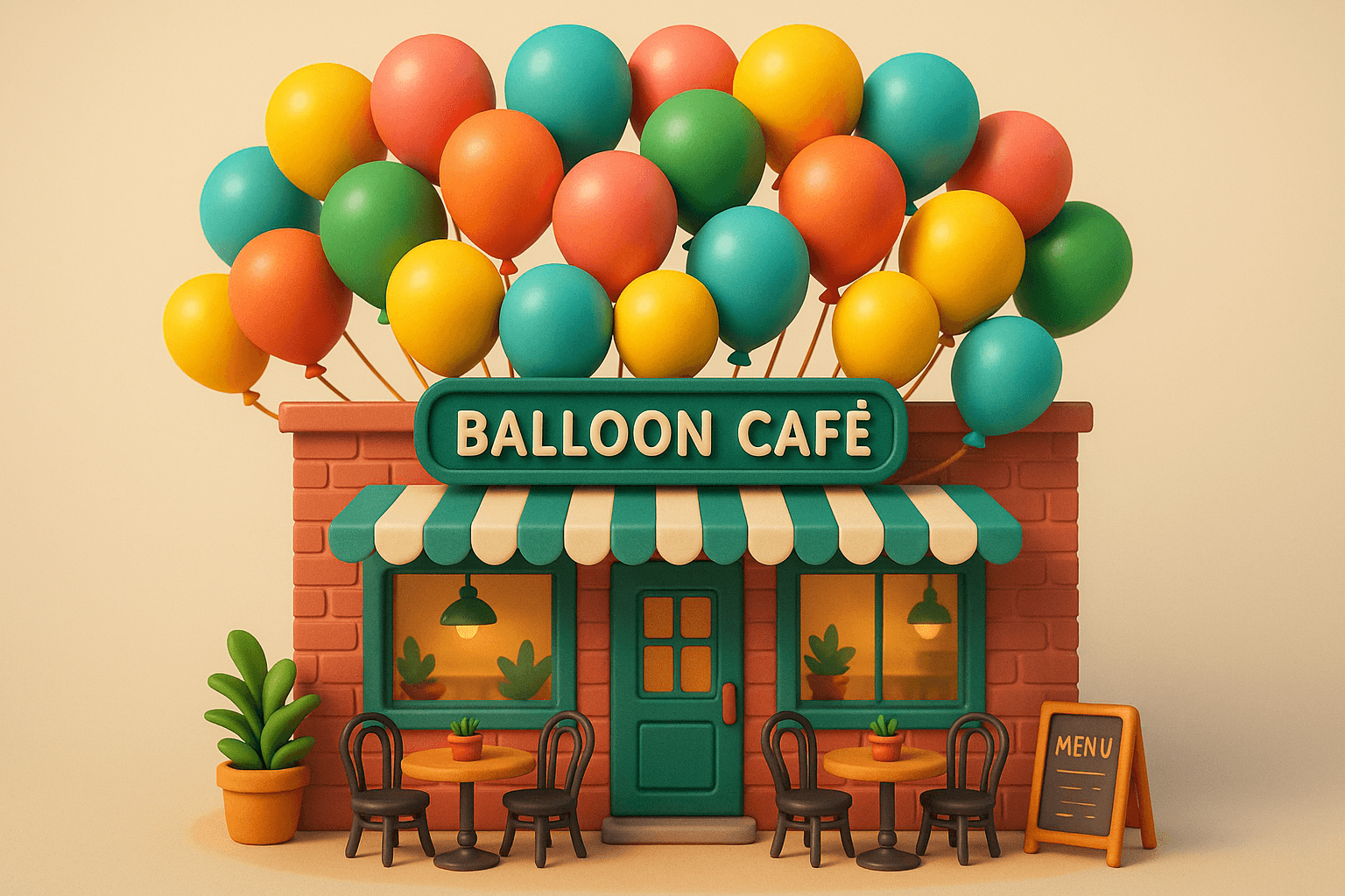 AI generated: 3d，ballon cafe