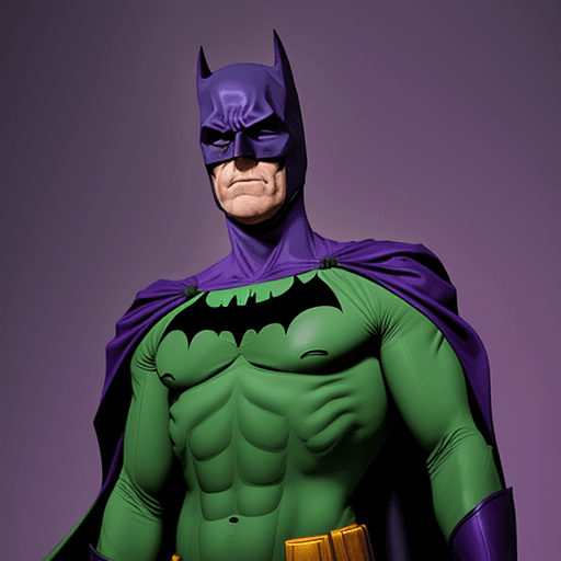 AI generated: jim carrey as the purple and green batman