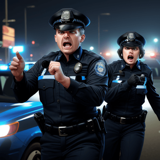 AI generated: police officers scream, 4 k ultra hd 