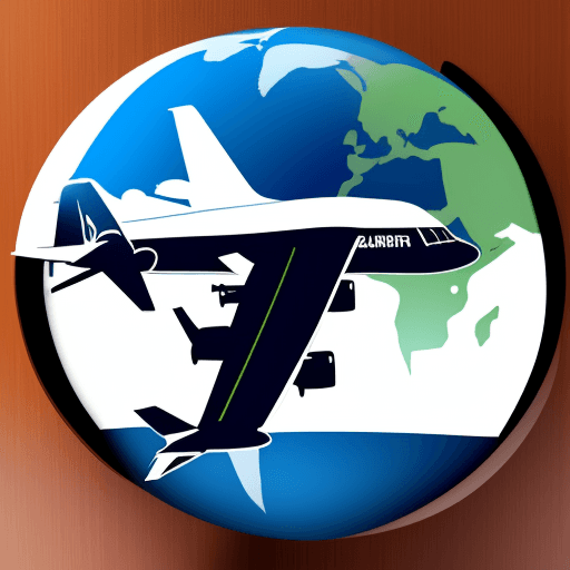 AI generated: logo for travel agency, silhouette of an airplane, door and globe