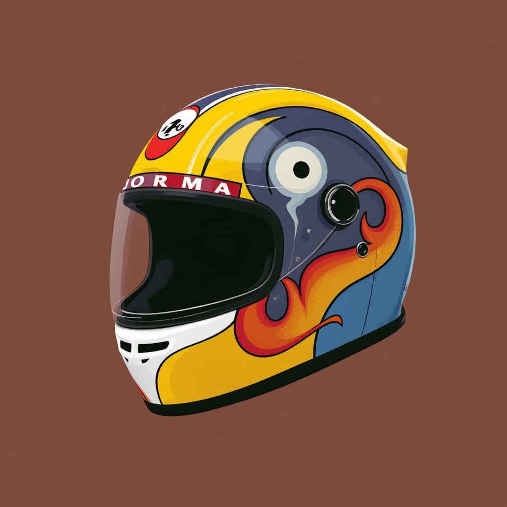 AI generated: a motorcycle helmet in the style of joan miro