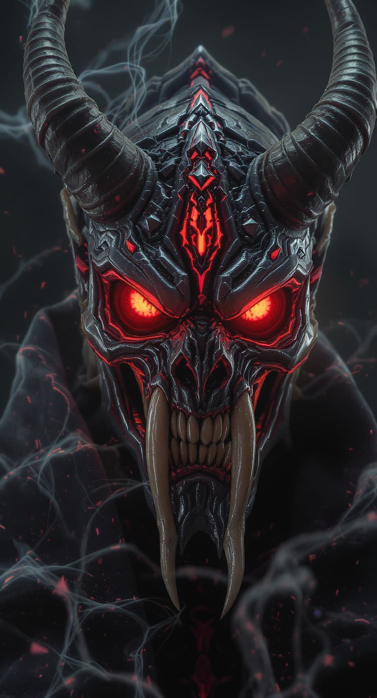 AI generated: cyber punk, oni mask, 3 d render beeple, compound eye of insect, unreal engine
render, portra spell,...