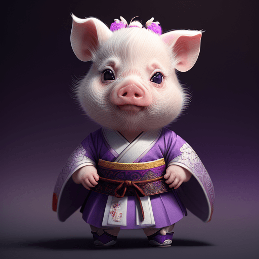 AI generated: Cute baby white pig Wearing Hanfu, Like a Samurai, Fine and Detailed Han Fu Style, Movie Lighting, I...