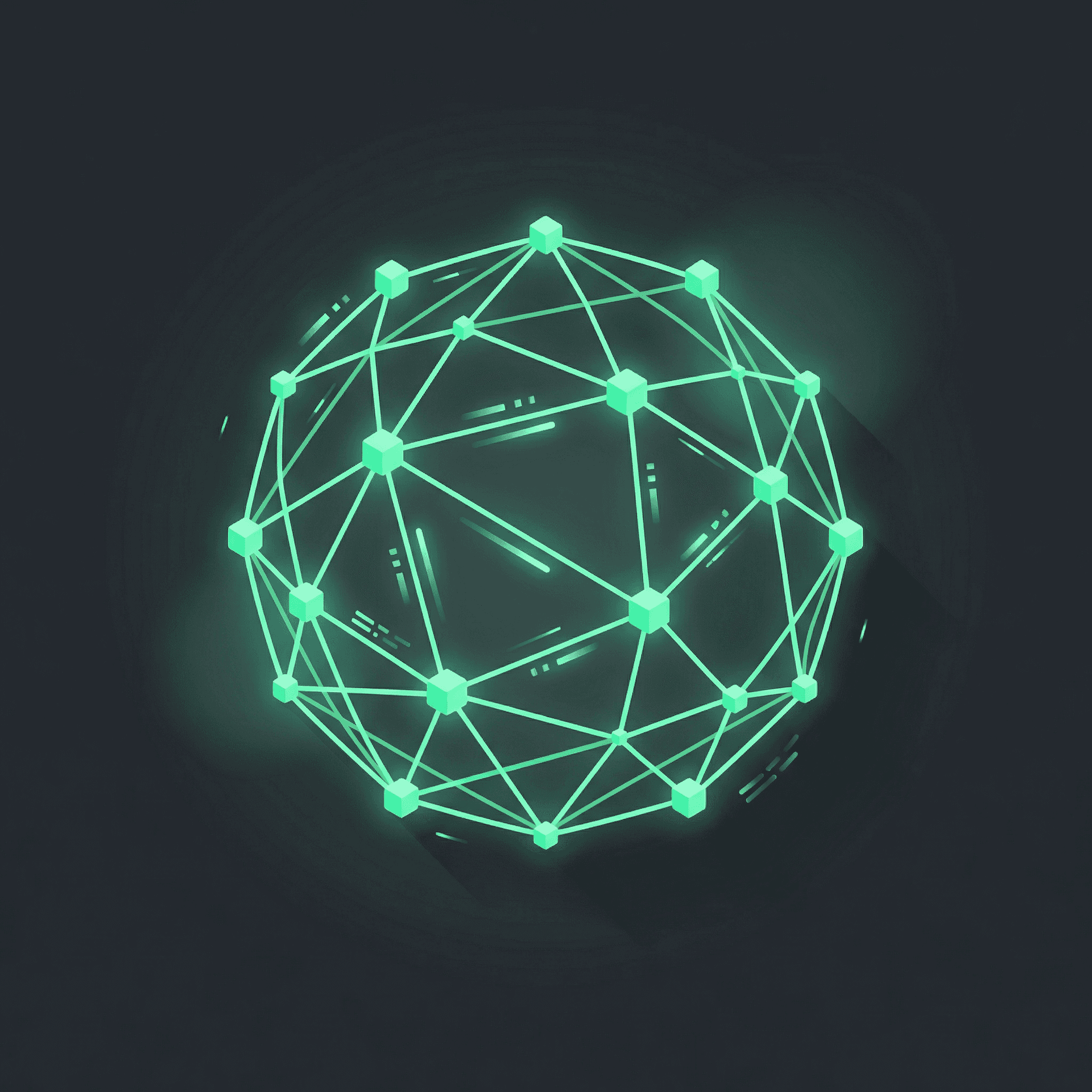 AI generated: Minimalist 3D icon illustration of enterprise network connectivity.        
  Floating interconnecte...